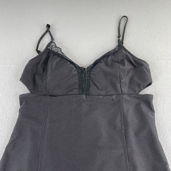 Bebe Y2K Black Bodycon Tank Baby Doll Cutout Mini Dress Size Large Stretch - Picture 2 of 16